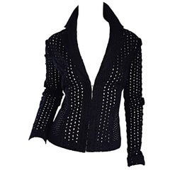 Gianni Versace Couture Spring 2002 Runway Black Eylets Fitted Blazer Jacket