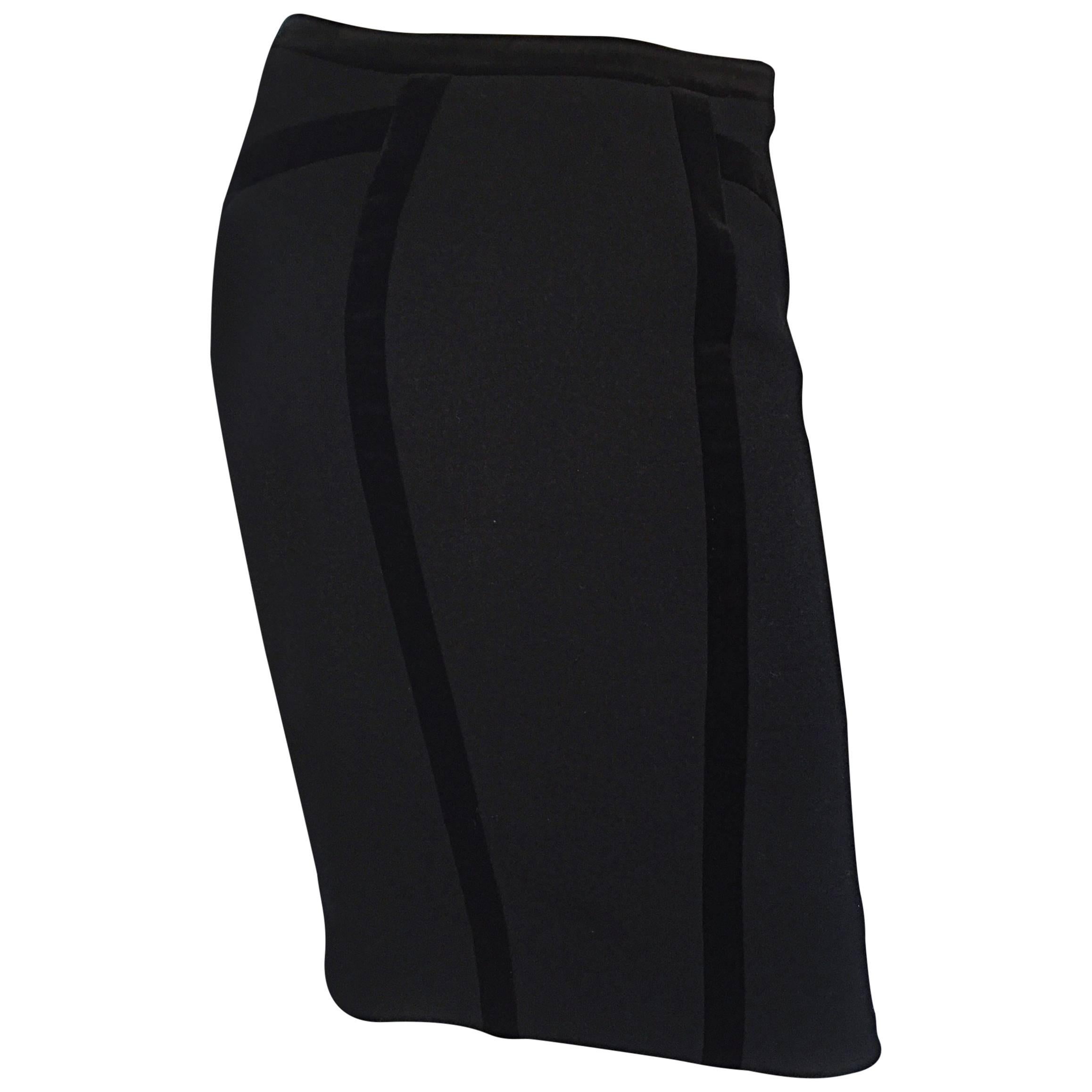 Gianni Versace Size 40 2000s Black Bondage Vintage Bodycon Pencil Skirt