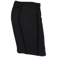 Rare 1990s Gianni Versace Couture Black ' Bondage ' Vintage Bodycon Pencil Skirt 10