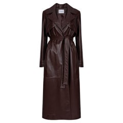 Verheyen London Leather Trench Coat in Chocolate Brown - Size uk 10 