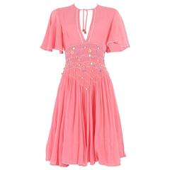 Matthew Williamson Bubblegum Pink Summer Dress with Beaded Embroidery UK 10