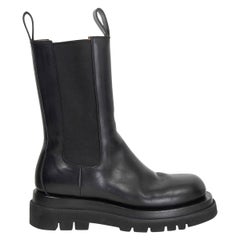 BOTTEGA VENETA black leather LUG Mid Calf Boots Shoes 40
