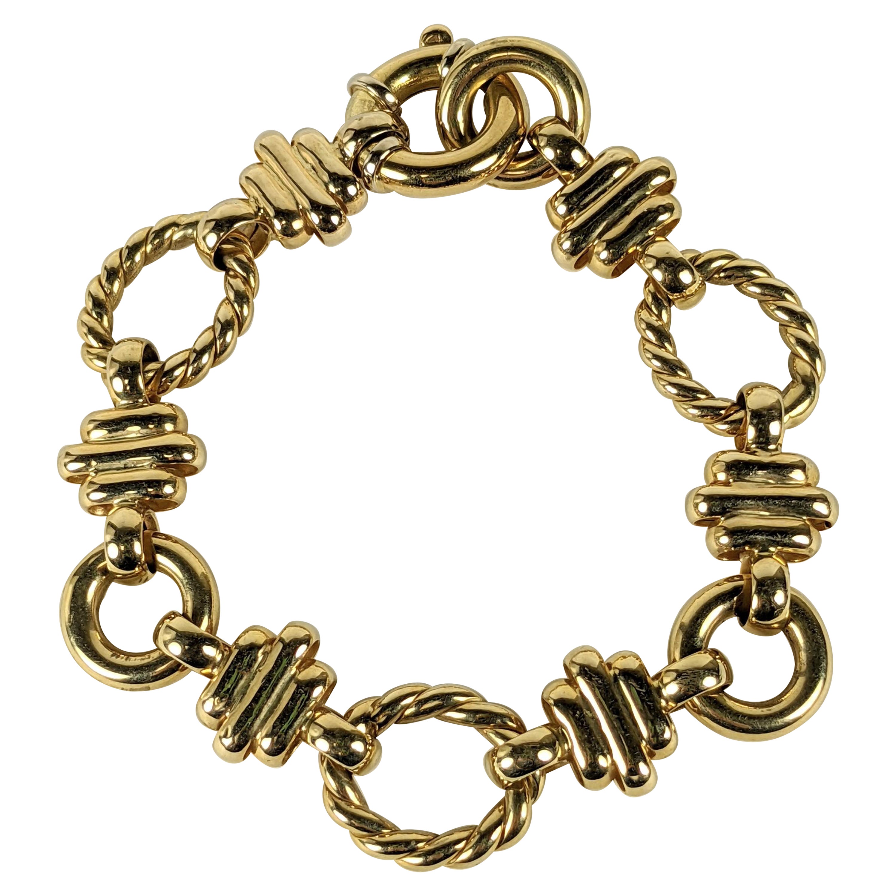 18K Gold Italian Twisted Loop Link Bracelet