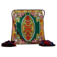 Umhängetasche aus Samt-Jacquard mit grünem Blumenmuster von Gucci