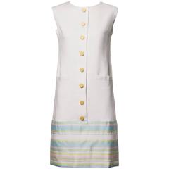1960s Harvey Berin/ Karen Stark Vintage Pastel Striped Silk + Linen Shift Dress