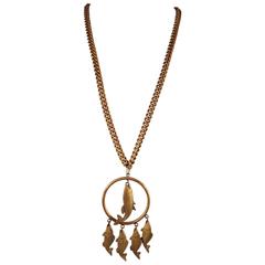 1940s Joseff Of Hollywood Fish Pendant Necklace