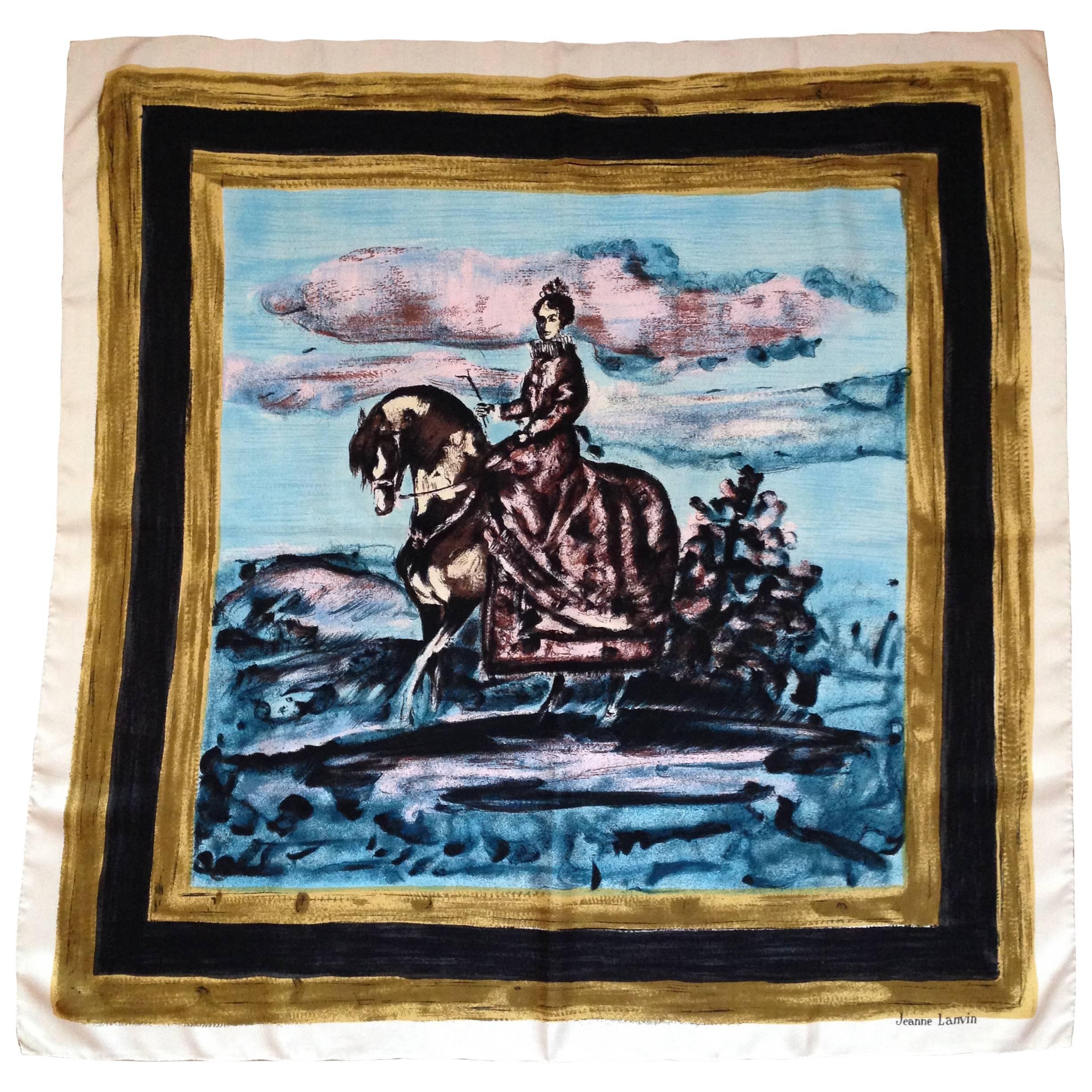 Lanvin 1950s Castillo Silk Scarf For Sale