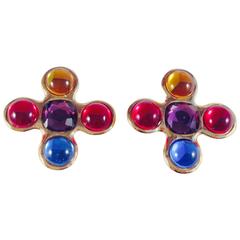 Yves Saint Laurent YSL Cross Clip On Earrings 1980s