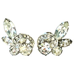 20th Century Silver & Swarovski Crystal Earrings By, Eisenberg