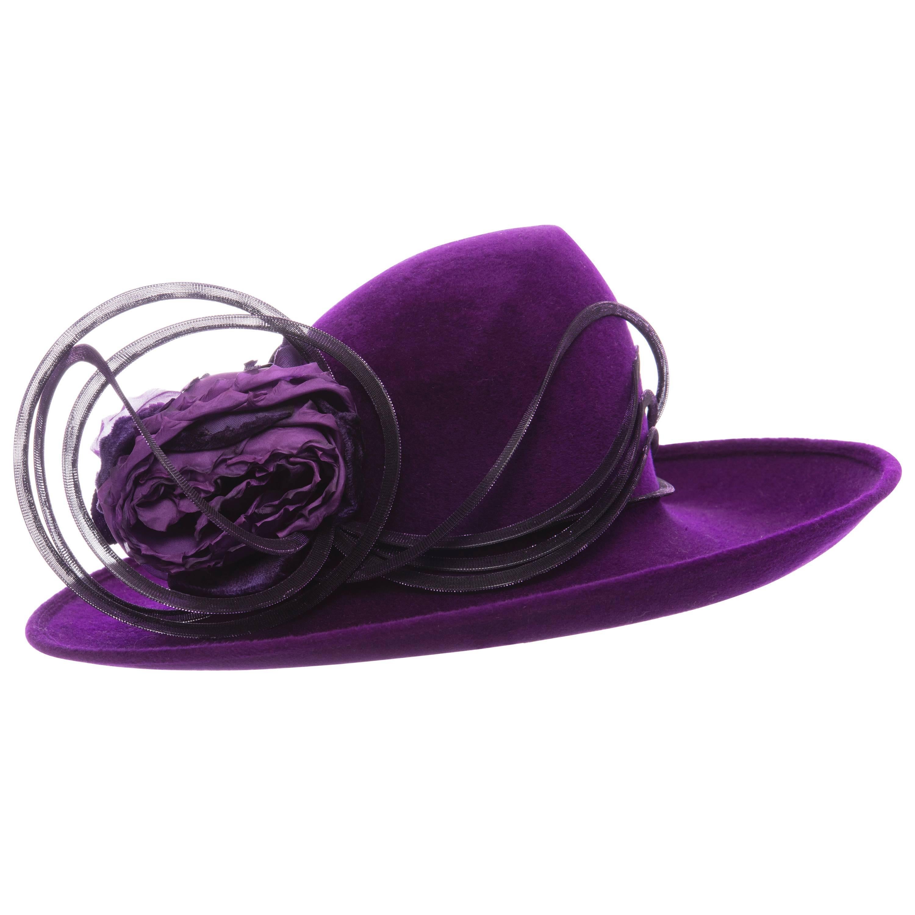 Philip Treacy Wool Hat With Mesh Metallic Accents