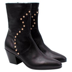 Celine Black Cubaine Calfskin Block Heeled Ankle Boot