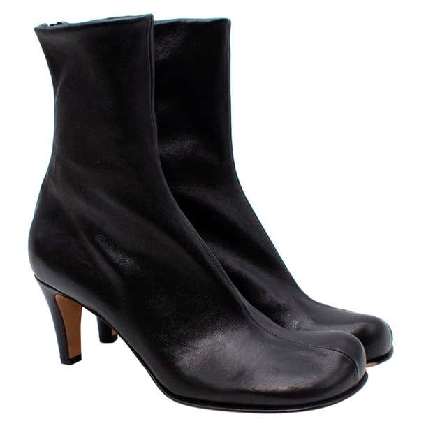 Bottega Veneta Bloc Black Leather Square Toe Ankle Boots For Sale at ...