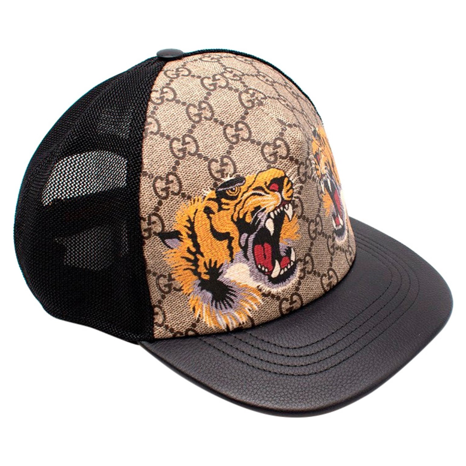 Gucci Beige Tiger Print GG Supreme Baseball Hat For Sale at 1stDibs
