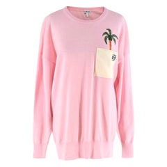 Loewe La Palme Pastel Pink Wool-Blend Knitted Jumper