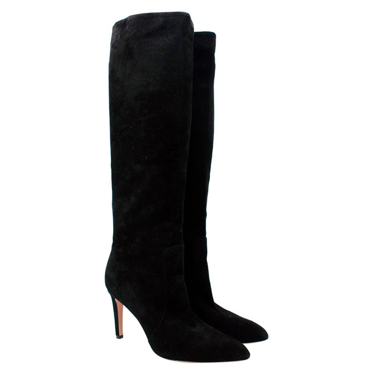 Gianvito Rossi Black Suede Heeled Long Boots For Sale at 1stDibs