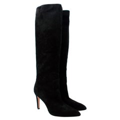 Gianvito Rossi Black Suede Heeled Long Boots