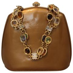 Judith Leiber Bronze Abendtasche mit Multi-Stein-Griff - GHW