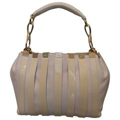 Versace White & Ivory Leather and Patent Handbag - GHW