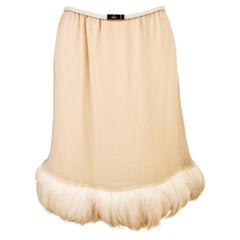 Gucci by Tom Ford Spring 1999 Feather Trim Silk Skirt