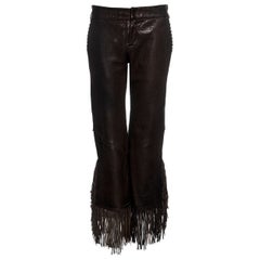 Jean Paul Gaultier brown leather pants with fringe