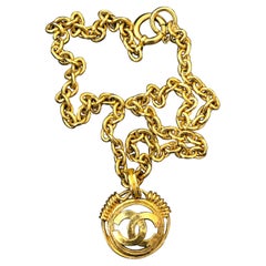 1990s Chanel Gold Toned CC Chain Necklace