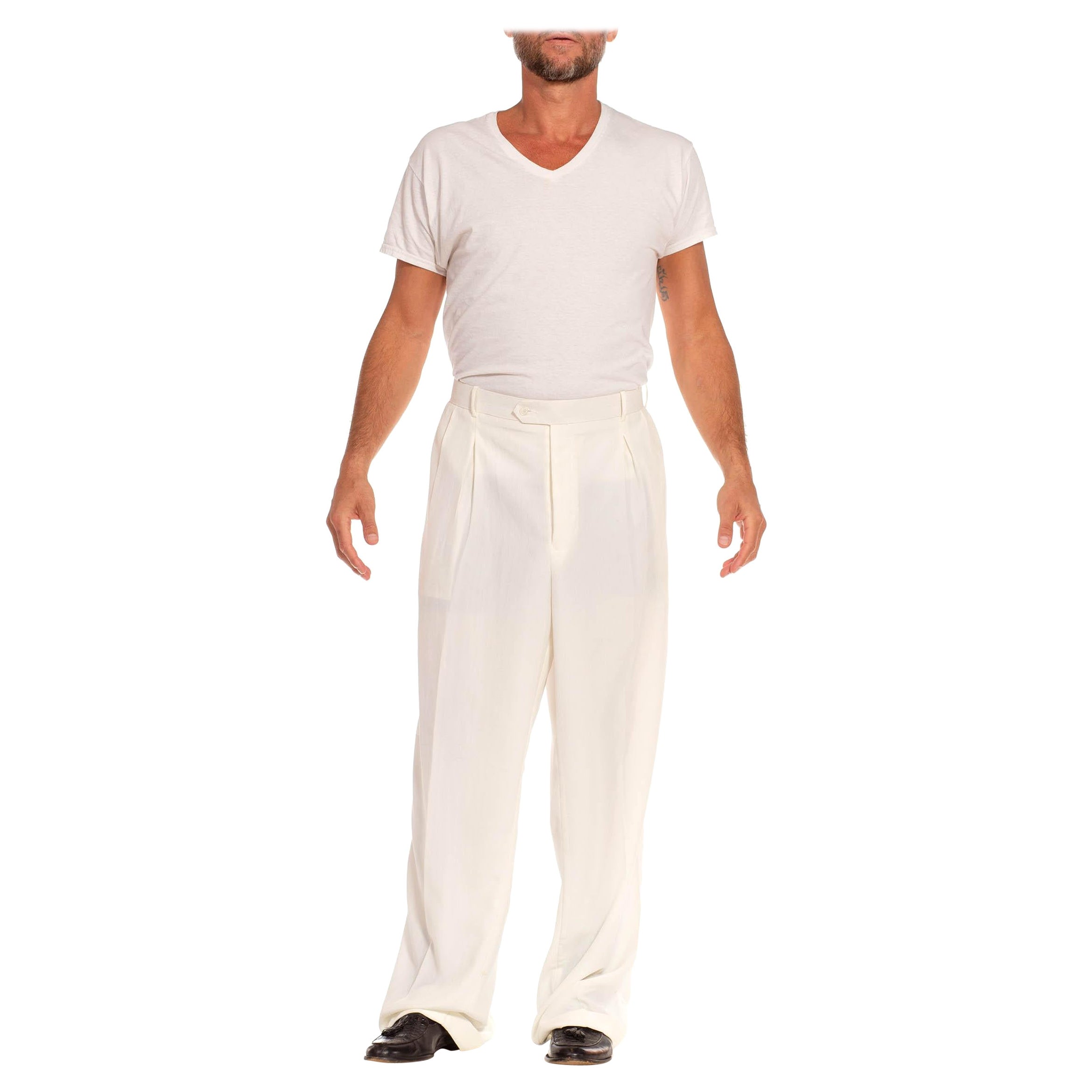 1970S White Polyester Crepe Pants