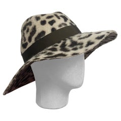 Borsalino white and black spotted fedora hat