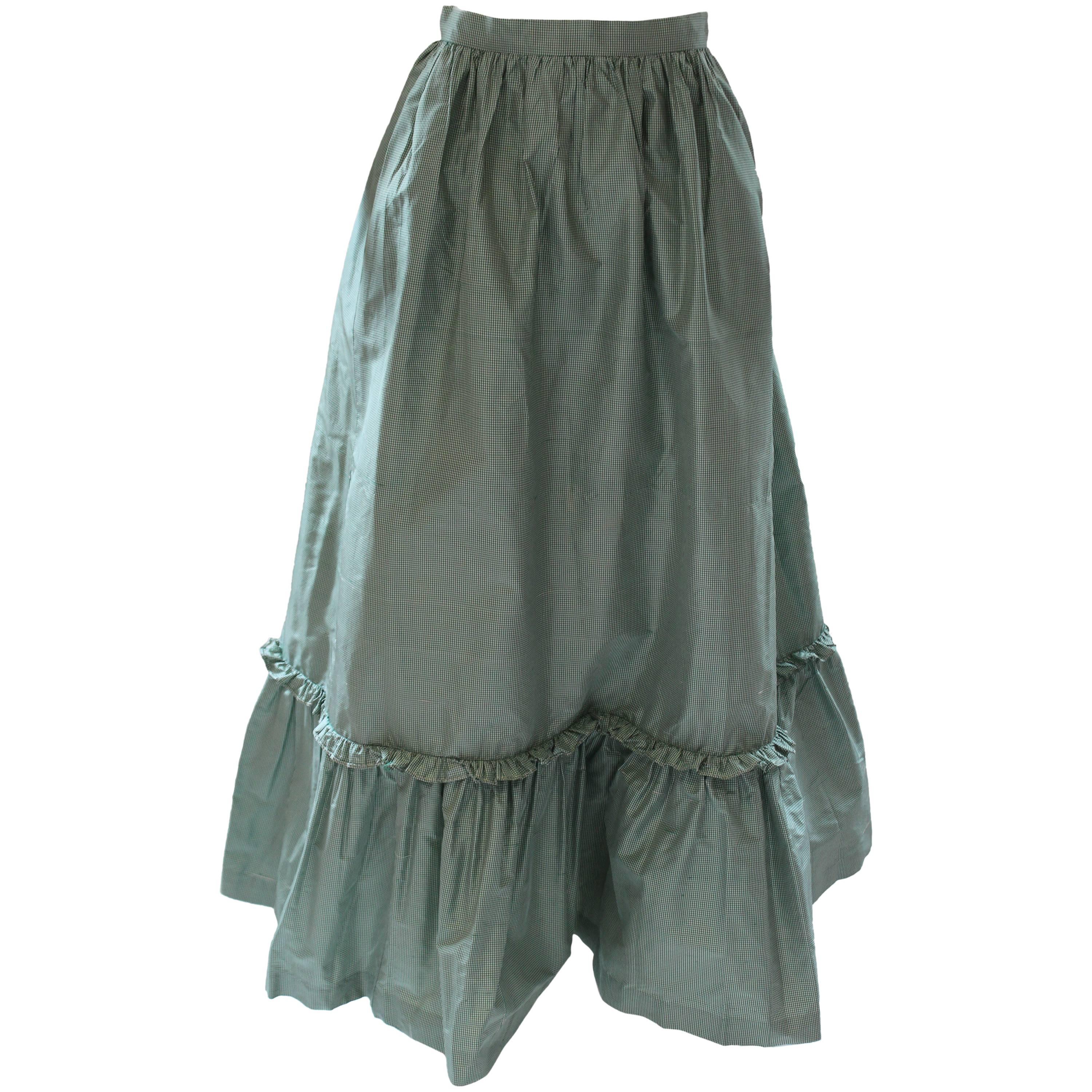 1980s Vintage Oscar de la Renta Gingham Ball Skirt 