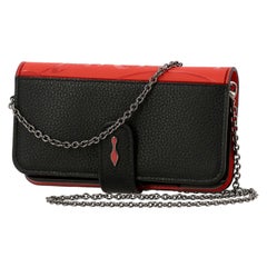 Christian Louboutin "Loubiflap" Chain Black Leather Red Rubber iPhone X/XS Case