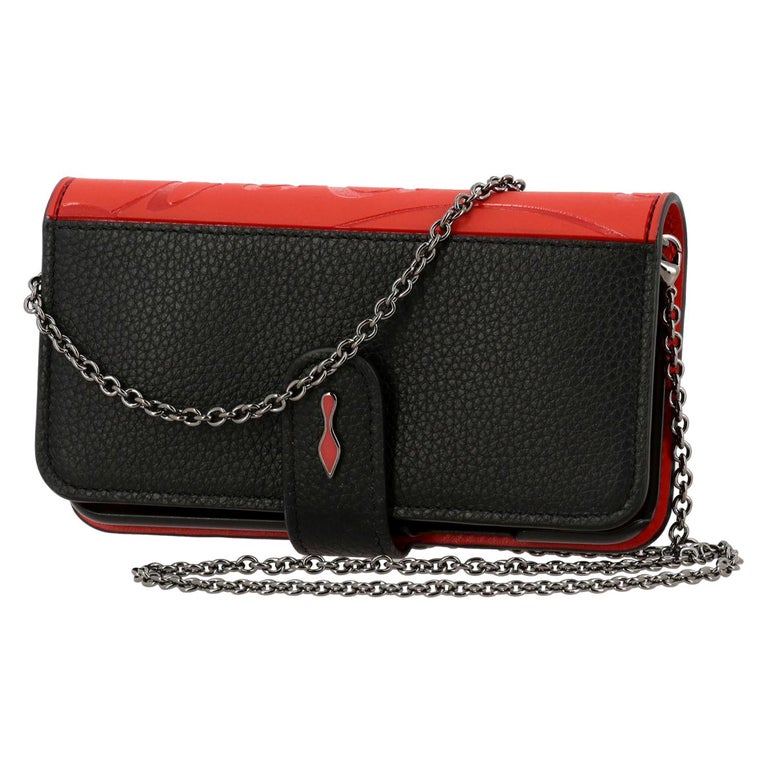 Christian Louboutin "Loubiflap" Chain Black Leather Red Rubber iPhone X/XS  Case For Sale at 1stDibs