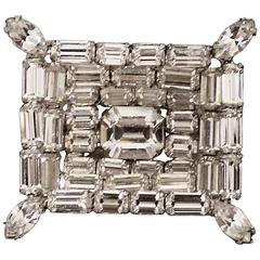 Weiss Vintage Art Deco Style Rhinestone Square Brooch - circa 1950's 2
