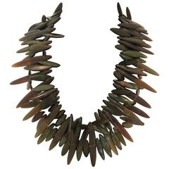 Gerda Lynggaard for Monies Retro Forest Green Horn Necklace - circa 1986