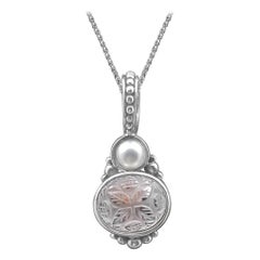 Pendentif perle blanche ronde de 5 mm en argent sterling