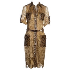 Dolce & Gabbana gold lace and python shirt dress, ss 2005
