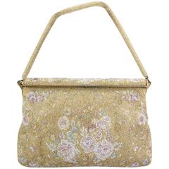 Vintage 1950's Delill Gold Beaded Handbag