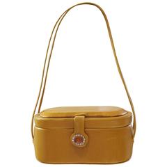Rare 1960's Judith Leiber Mustard Leather Box Handbag 