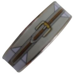 Hermes Enamel Printed Buckle Motif Bangle