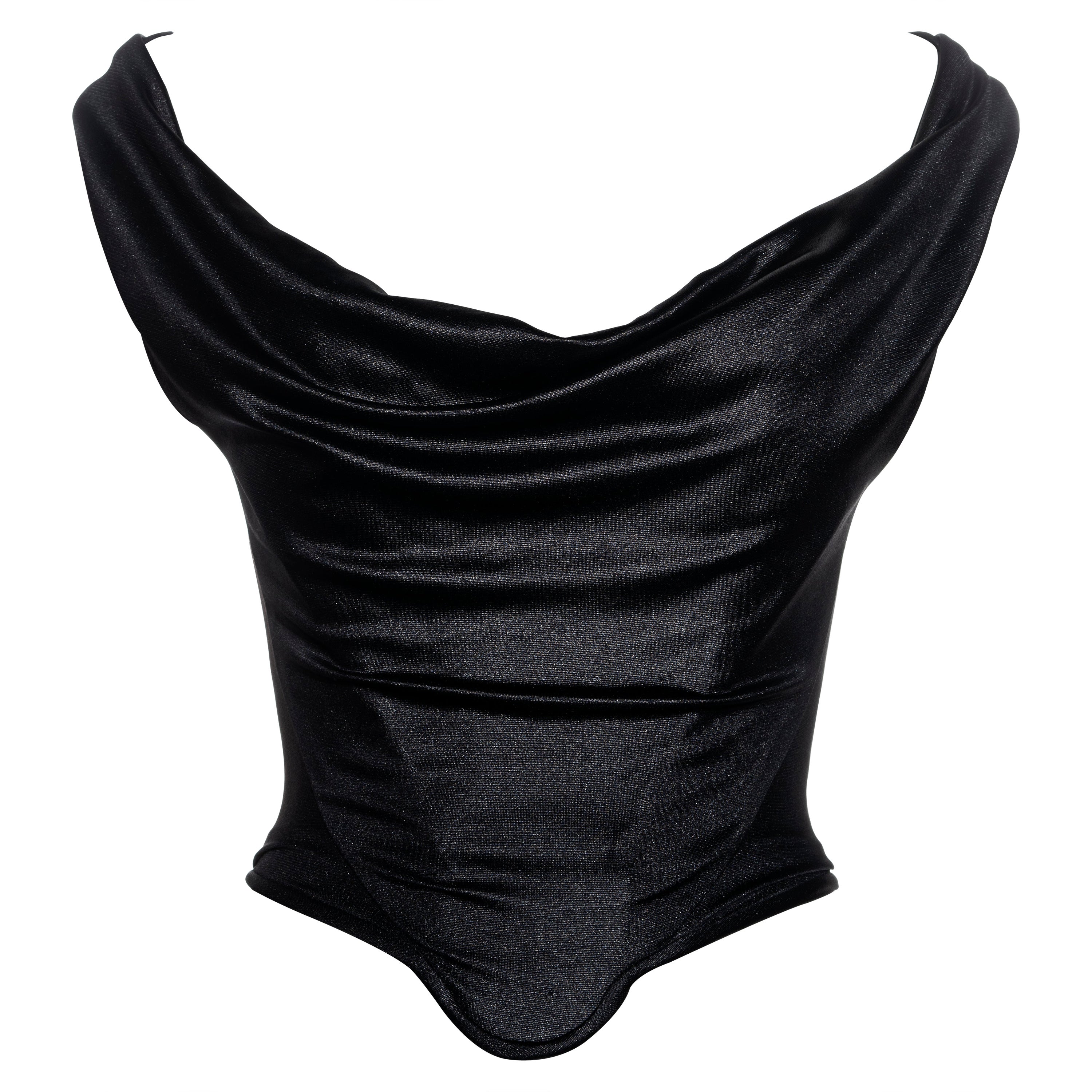 Vivienne Westwood Couture black off-shoulder draped corset top, fw 1997