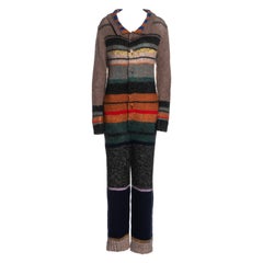 Yohji Yamamoto Mehrfarbiger gestreifter, klobiger Pullover aus Wollstrick, fw 1998