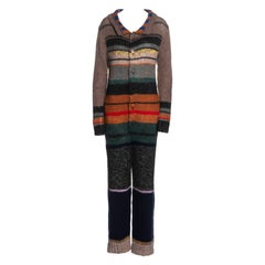 Vintage Yohji Yamamoto multicoloured striped chunky knitted wool jumpsuit, fw 1998