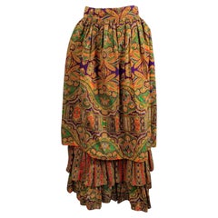 Colorful Folkloric Ruffled Skirt, Ellen Tracy