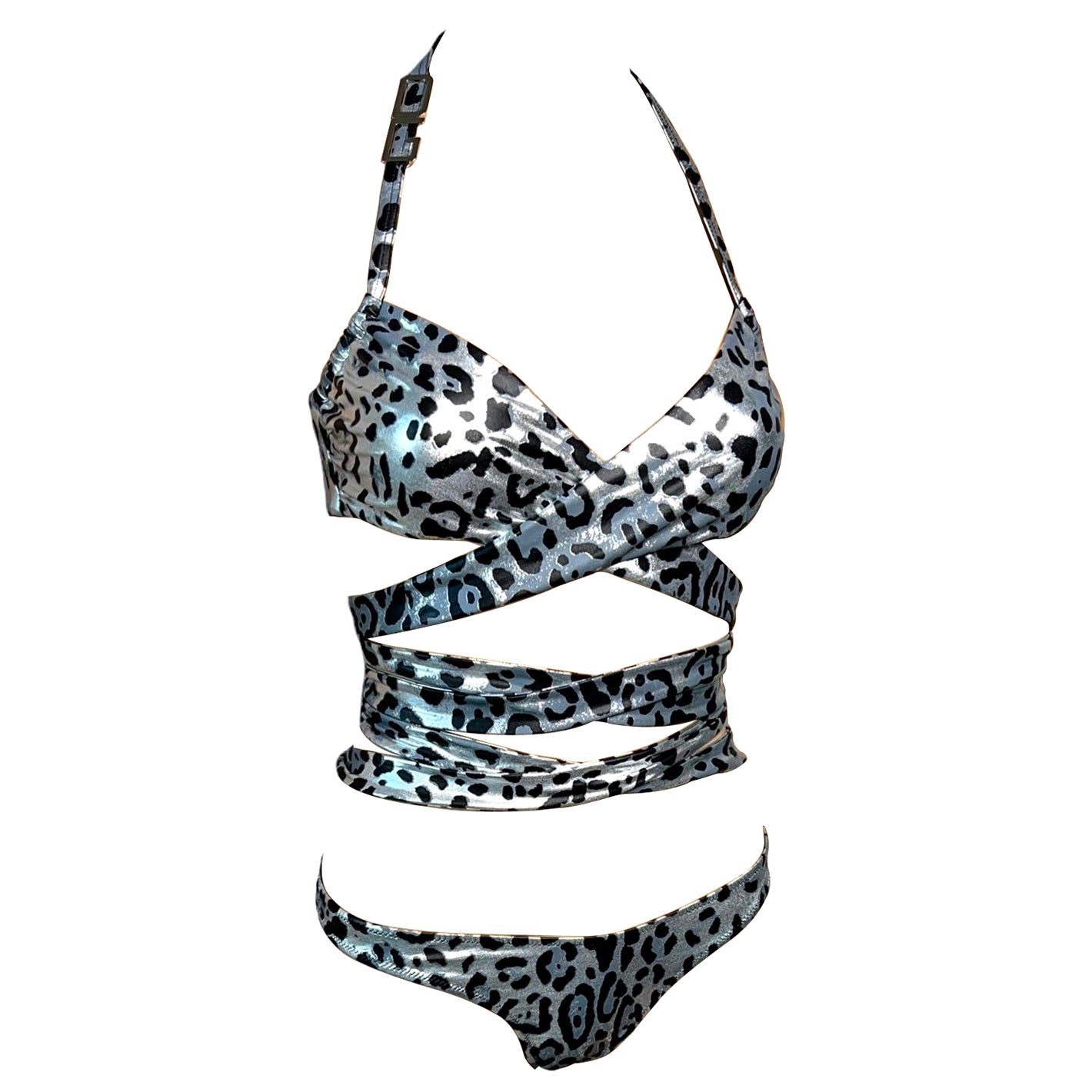 Dolce & Gabbana Unworn Logo Wrap Tie Up Bikini Swimwear Swimsuit 2 Piece Set