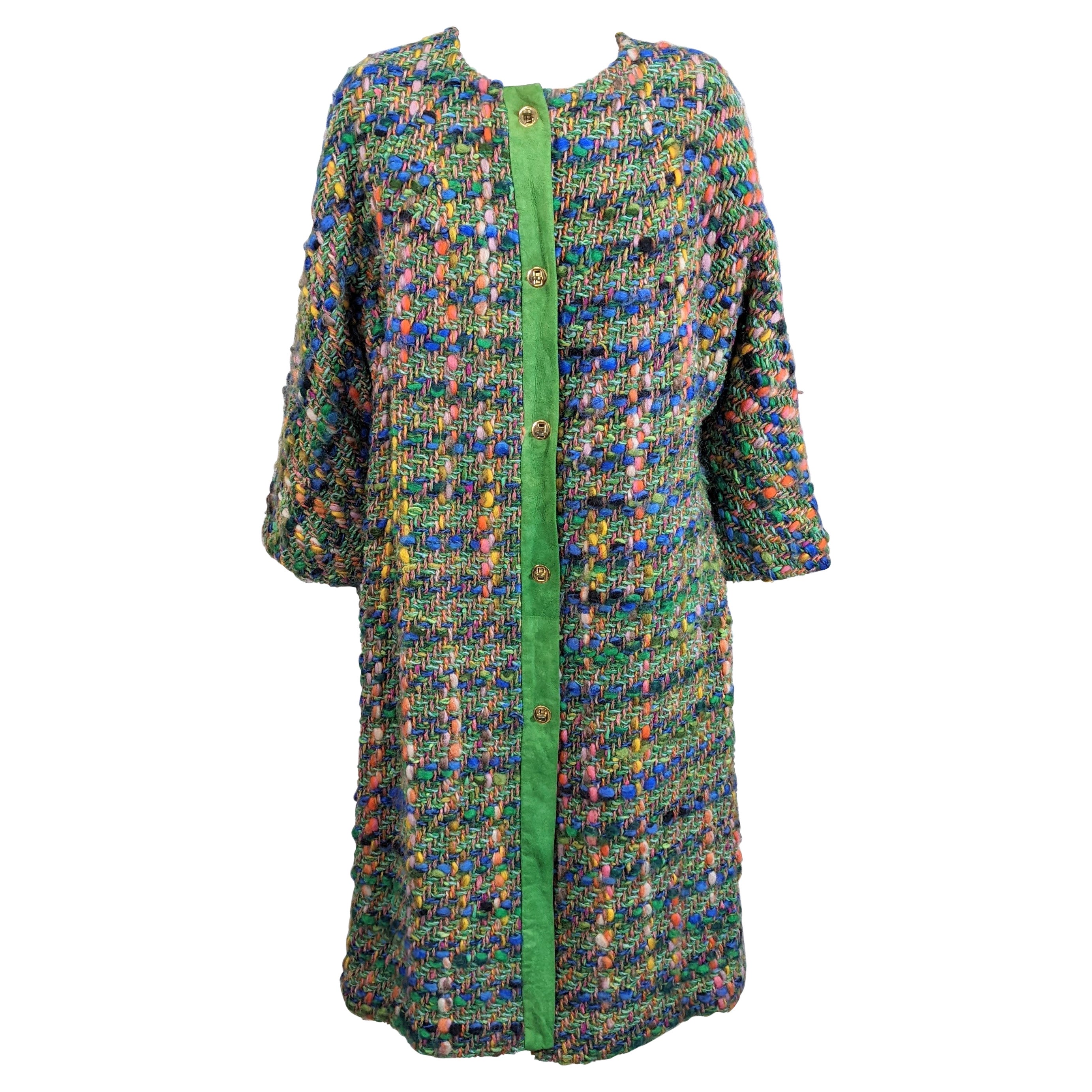 Bonnie Cashin Technicolor Tweed Wool Coat For Sale