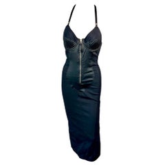 Jean Paul Gaultier 1990's Vintage Cone Bra Corset Bondage Black Evening Dress