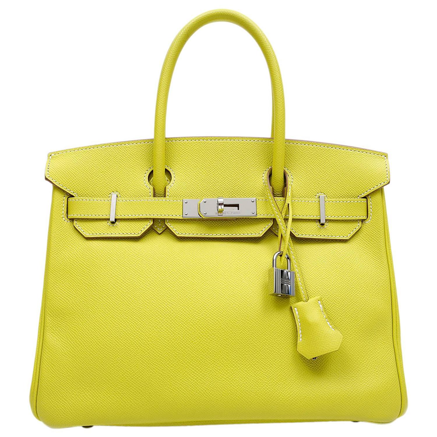 Herms Soufre Yellow Epsom 30 cm Birkin Bag- Grey Interior, PHW ...