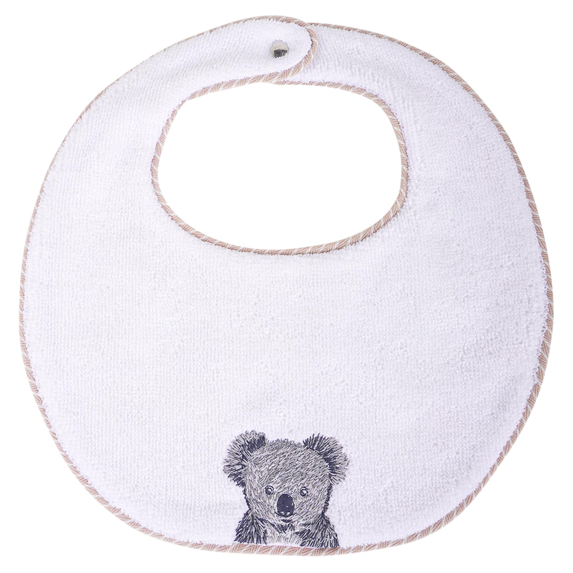 Hermes Passe-Passe Round Bib Embroidered Koala Natural For Baby