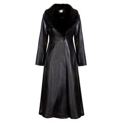 Manteau en cuir Verheyen London Edward avec col en fausse fourrure noire - Taille UK 10