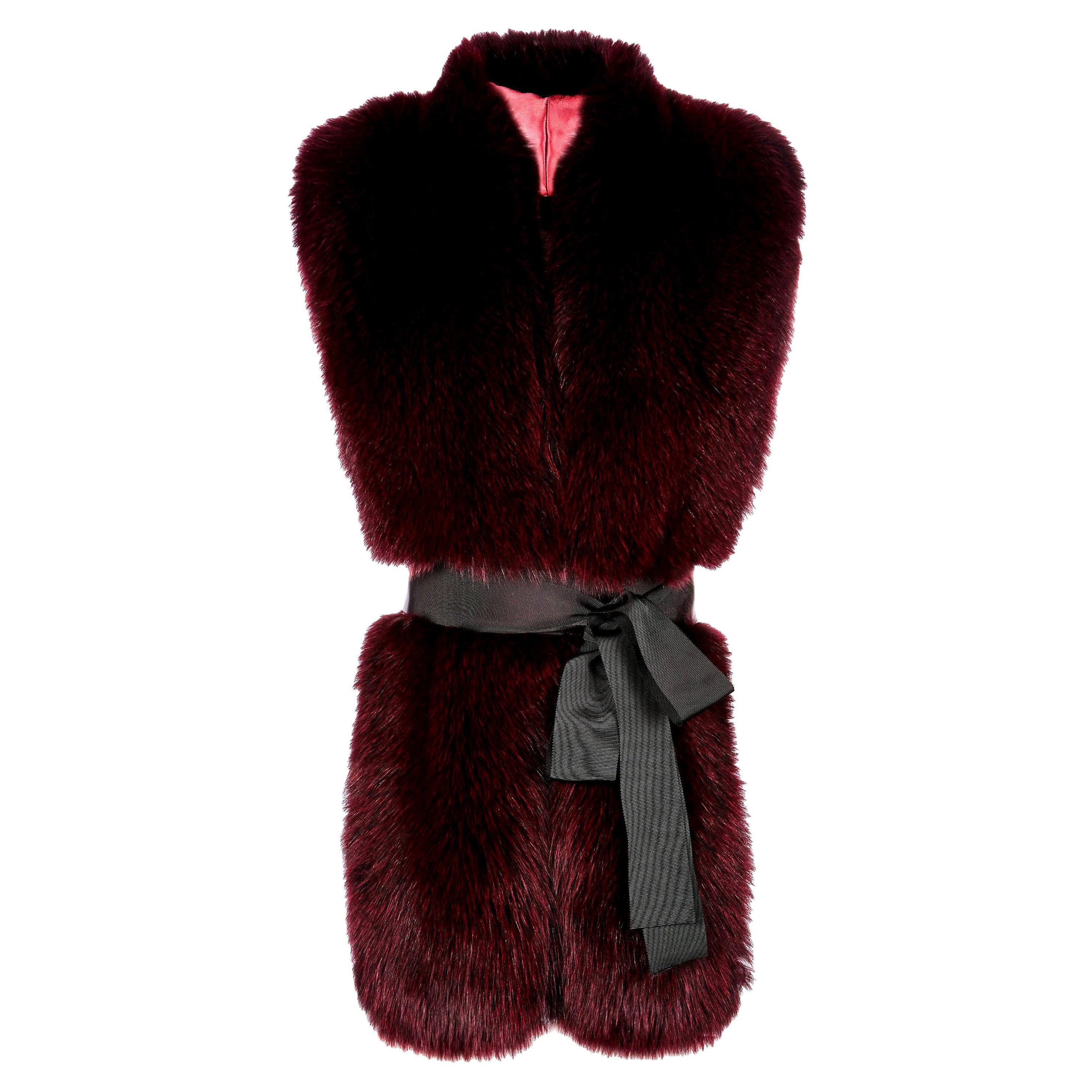 Verheyen London Legacy Stole in Garnet Burgundy Fox Fur 