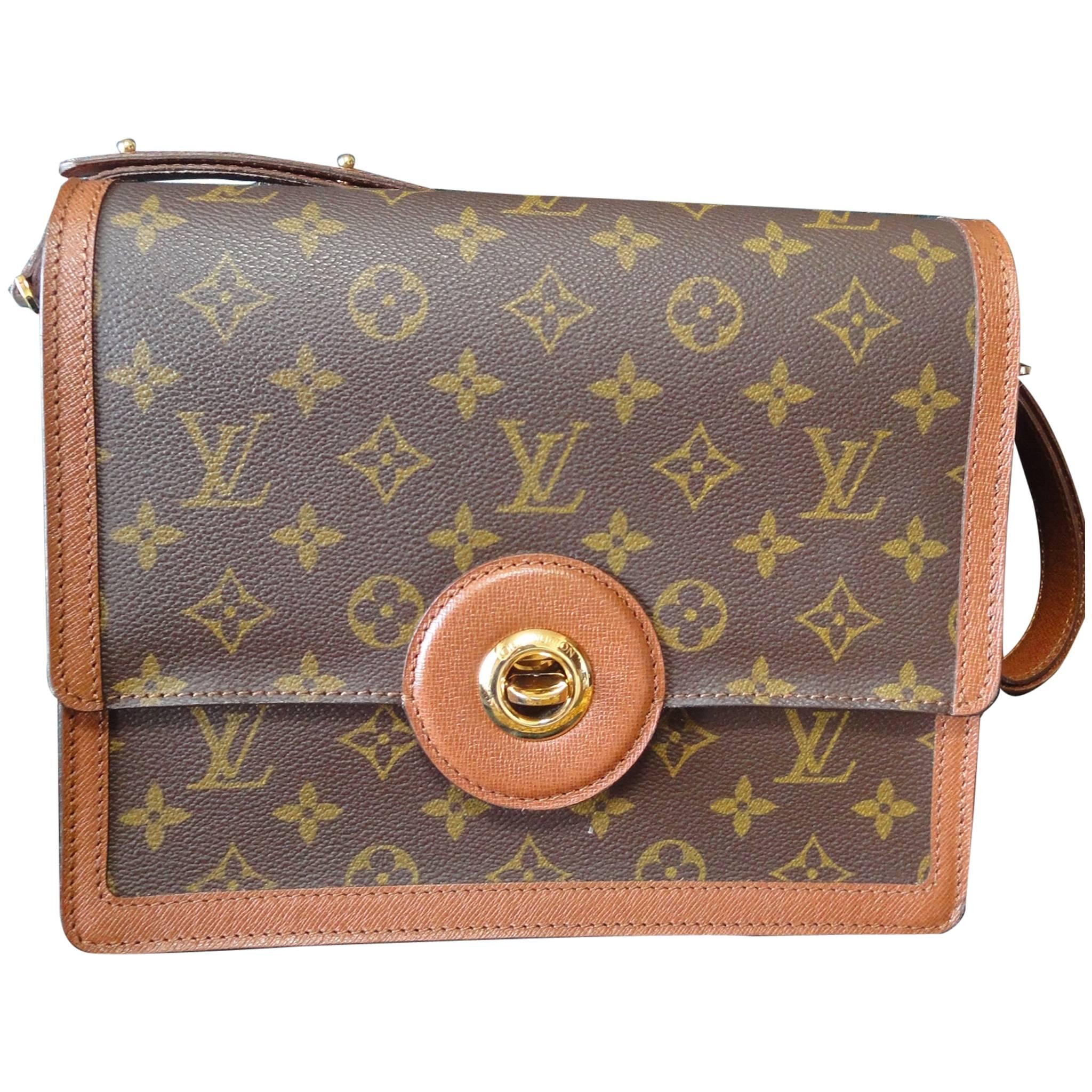 Vintage Louis Vuitton rare brown and monogram shoulder purse with bullet eye