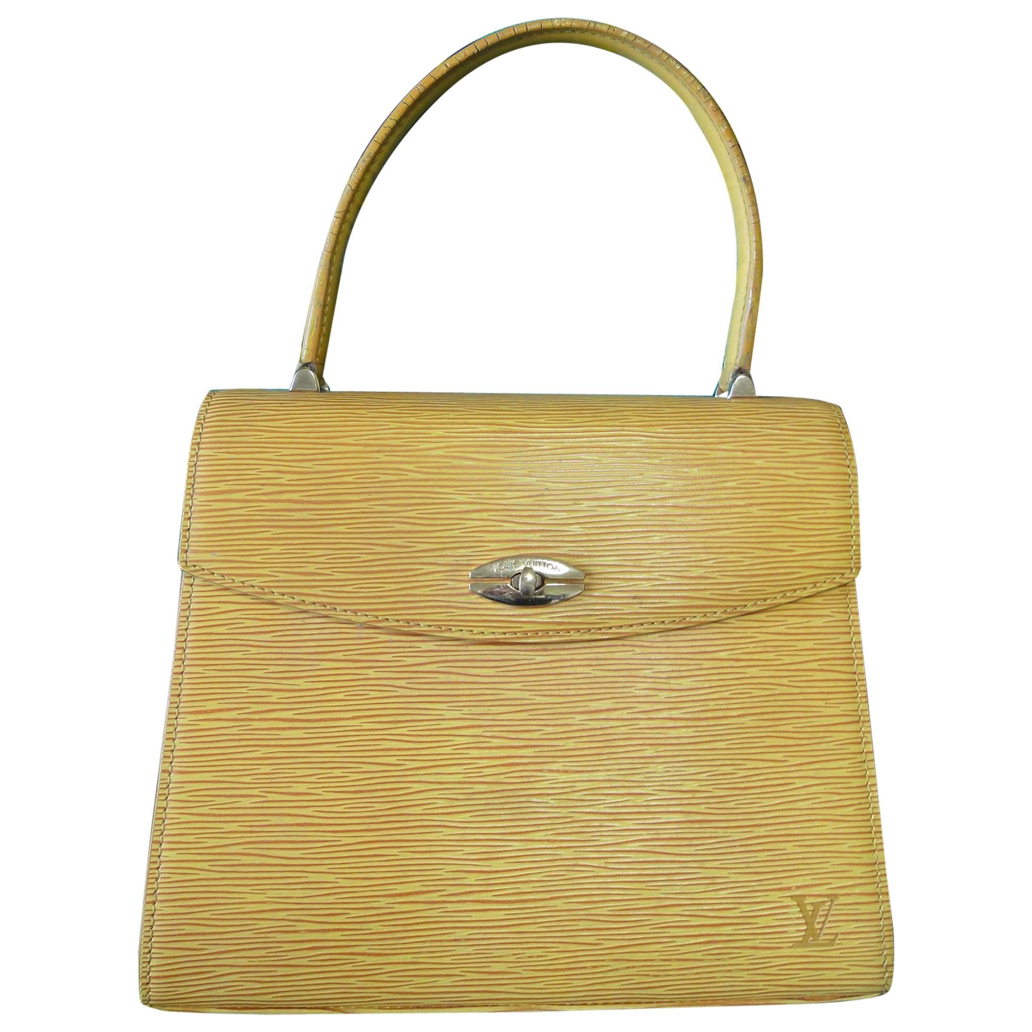 Vintage Louis Vuitton yellow epi Malesherbes handbag. Classic purse for Spring
